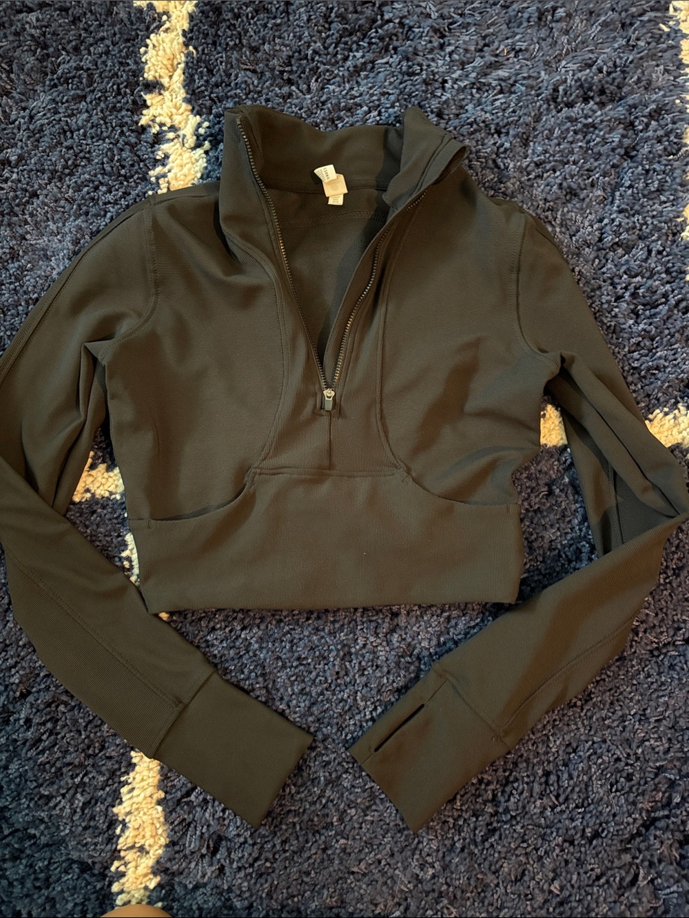 90 Degree Black Cropped Running Quarter Zip